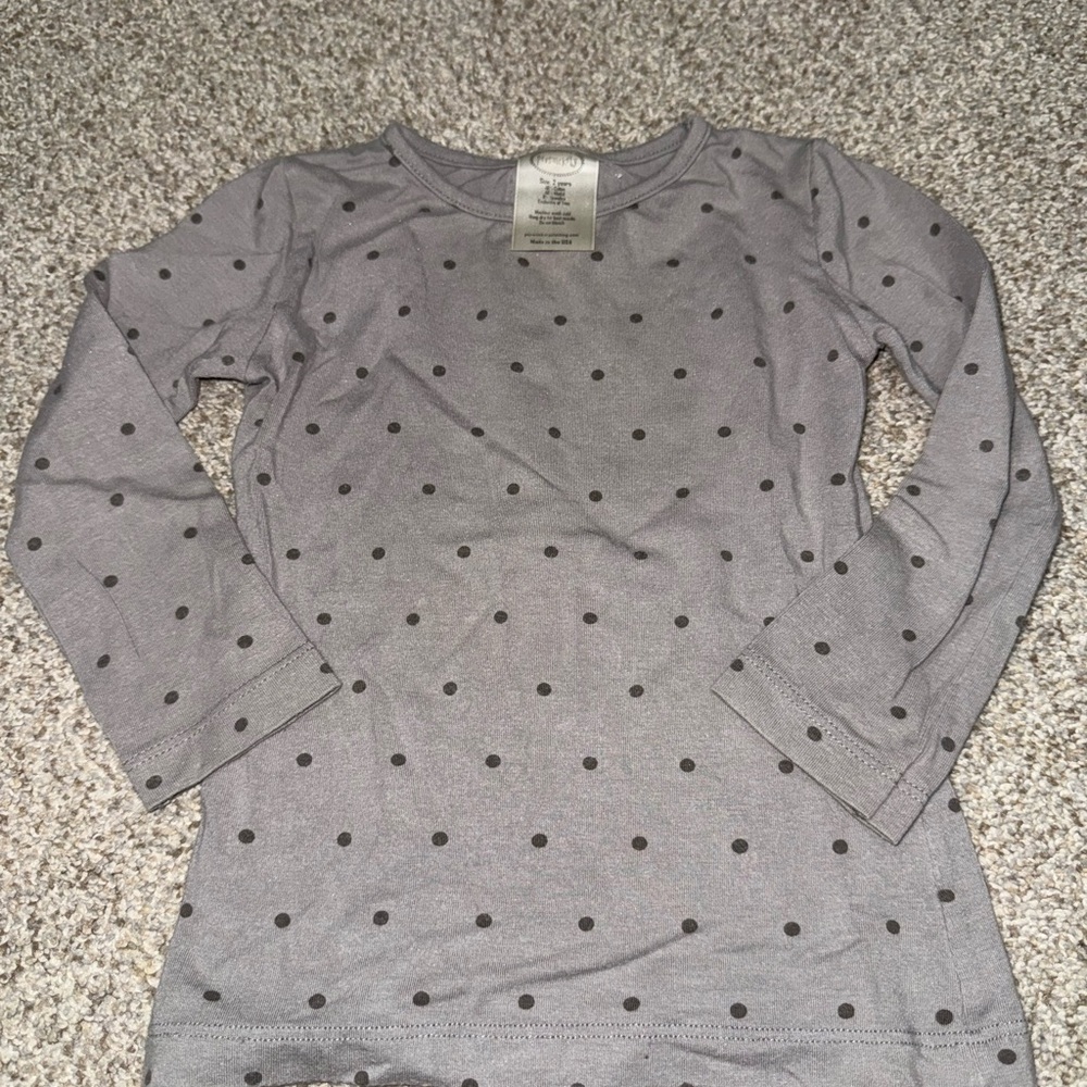 Persnickety Charcoal Polka Dot Kids Top